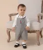 2 Sztuk Hiszpański Noworodek Ubrania Zestaw Niemowlę Biała Koszula Top Kombinezon Garnitury Toddler Boy Stroje Cartoon Hafty Odzież 210309