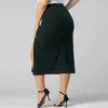 Skirts 2021 Party Night Skirt Plus Size Vintage Single-breasted Knee Slit Office Sexy Big Solid Color Womens Clothing