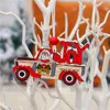 Juldekorationer Wooden PendantsColor Old Car Pattern PendantChristmastree OrnamentsParty Decorations Skidor Gift Y201020