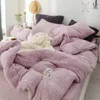 Solid Lamb Cashmere Beddengoed Set Thicken Flanel Fleece Kamer Beddengoed Fluwelen Dekbedovertrek Gandige Thuis Slaap Kussensloop 210615