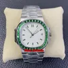 PFF Relojes de alta calidad 5711/113P-001 Nautilus Custom Emeralds Cal.324 Reloj automático para hombre Esfera gris Pulsera de acero inoxidable Relojes de pulsera deportivos para caballeros