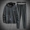 Hooded Work Clothes and Sweater Set Mäns Vår Höst 2021 Ny Mode Koreansk Lös Stora Casual Pants Sportkläder
