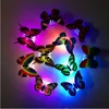 20 pièces LED 3D papillon Stickers muraux veilleuse lampe brillant Stickers muraux autocollants maison décoration maison fête bureau Decor8171004