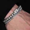 2pcs Set Charm Perles en acier inoxydable Gold Set Luxury S for Men CZ Zircon Crown Bracelet252a