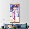 Genshin Impact Poster Mona Keqing Anime Picture Wall Canvas Poster Art Game Scroll Schilderijen voor Woonkamer Decor met Frame Y0927