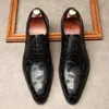 Chaussures Oxford en cuir véritable pour hommes d'affaires, chaussures classiques à lacets, bout pointu, sculpture de feuilles, Brogue formelles, G32