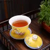 WSHYUFEI Jingdezhen céramique Gaiwan exquis émail couleur fait à la main bol à thé peint à la main fleur et oiseau service à thé 150 ml