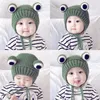 Kreskówka Zima Żaba Kapelusz Dla Kid Faules Handmade Beanie Dzianiny Dziecko Kapelusze Ciepłe Dzieci Dziewczyny Solidna Słuchawka Czapki Od 1 do 3 lat XDJ070