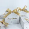 Szczęście Wesołych Świąt Boże Narodzenie Torba Party Mini Favor Pudełka Marmur Xmas Treść Candy Papier Prezent Pakowanie S Dekoracji Dostawy 211019