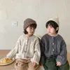 2021 Jesień Nowe Dzieci Ubrania Dziewczyny Scarigan Luźne Chłopcy Płaszcz Casual Dzianie Koreańskie Dzieci Znosić Y1024