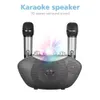 Alto-falante estéreo de karaokê Y-8 com 2 microfones sem fio LED Flash Light Bluetooth Alto-falante de alta fidelidade ao ar livre para família KTV Party