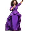 Élégante Oprah Winfrey Celebrity Robes De Soirée Femmes Robes Longues Volants Moyen-Orient Dubaï Style Arabe Manches Violettes Grande Taille Tenue De Soirée Robe De Bal