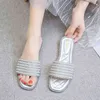 Slippers Women Summer New Rhinestone Decoration Sandals Female Jelly Sewing String Bead Sandal Ladies Casual Soft Flat Slides 220304