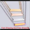 New Blank Bar Pendant Necklace Stainless Steel Necklace Gold Rose Gold Silver Blank Bar Charm Pendant Jewelry For Buyer Own Engraving 59Ais