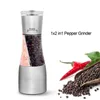 2 IN 1 Stainless Steel Mills Manual Salt Pepper Mill Seasoning Kitchen Tools Grinder Grinding For Cooking Restaurants 210712