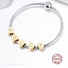 100% 925 sterling zilveren brief kraal alfabet charme fit pandora originele armband goud kleur hanger kraal DIY ketting sieraden Q0531