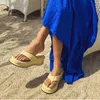 Rimocy Platforma Buty plażowe Flip Flop Lato Solid Color Clip Palec Grube Dolne Pantofle Kobiety Outdoor Fashion Casual Slajdy 210528