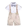 Summer style baby boy clothing sets newborn infant clothes 2pcs short sleeve shirt + suspenders shorts gentleman suits