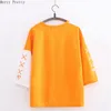 ORANE BORREOTERY PATHWORK PATCHWORK TIENDIENTE DESCRIPTO PARA MUJERES Tops de algodón de media manga Verano Lindo estilo dulce damas Tee Shirts 210311