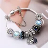 New 925 silver original Pandoras Blue Star Moon Crystal Bracelet Glass charm Bead Pendant Bracelets For Women DIY Jewelry Gifts