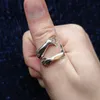 Hugging Hands Rings Silver Hands Embrace Open Rings Adjustable Couple Hug Rings Romantic Lover Wedding Ring Jewelry for Women Girls (Hugging