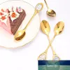 Roestvrij staal Lepels Inlay Ceramic Handvat Koffie Scoop Vintage Gouden Kleur Dessert Lepel Elegante Mode Cake Separ