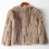 Guida per pelliccia piena autentica Design femminile Coat di coniglio Naturale Wholeskin O-Neck Fashion Slip 211124
