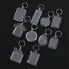 Acrylic Blank Keychains Key Rings Clear Plastic Rectangle Square Heart Insert Photo Keyfobs Promotion Split Keyring Chain Accessories DIY Picture Frames Gifts