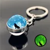 Cam Cabochon Ball Wolf Anahtar Yüzük Karanlık Aydınlık Anahtarlık Tutucuları Torbası Moda Takı Askılı Will ve Sandy