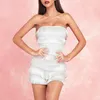 حللا النسائية السروال القصير indressme 2021 أزياء المرأة حمالة المتتالية هامش الشرابة playsuits bodycon عارضة نزهة ضمادة بيضاء