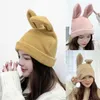 Koreaanse vrouwen winter gebreide beanie hoed schattig konijn bunny oren effen kleur outdoor casual stretchy ski skullies cap oor warmer p 2111119