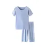 Familj sommar pyjamas modal bomullsbyxor Sleepwear set Barn Kortärmad T-shirt Kids Boy Girl Summer Home Wear Suits 210908