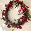 Dekorativa Blommor Kransar 1Pack Fake Julgran Tallgrenar Konstgjorda Röda Bär för Dekoration DIY Krans Supply Table Ornaments