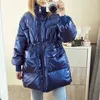 Vinter Kvinnor Parkas Fashion Glänsande Tyg Tjockad Vindtät Varm Jackor Coat Outwear Snow Wear Jacket S-XL 210910