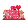 Valentine Party Tabletop Dekoration Rosa Trä Ängel Cupid Hem Office Tabletop Decor RRF13218