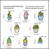 Broches Broches Bijoux Dessin Animé Cactus Broche Mignon Mini Plante Pot Émail Femmes Denim Vestes Épinglettes Chapeau Badges Enfant Badge Drop Delivery 20