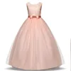 Haut de gamme filles fête de mariage fleur fille robe demoiselle d'honneur vêtements princesse robes adolescente blanc Tulle robes de soirée 5 14 Y 210303