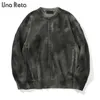 Una Reta Tie Dye Sweater Män Höst Streetwear Men Kläder Hip Hop Pullover Män Hål Oversize Sweater 211102