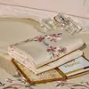 Ny lyx 100% Pure Cotton Satin Bedding Set Egyptian Cotton Embroidery Däcke Cover Cotton Bed Linen Mittade lakan Kudde Case T200822