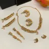 Neuankömmlinge klassische Designqualität 18k Weizenohren Schmuck Sets Halskette Ohrring Brosche Haarclip für Mode Frauen Fein Geschenk