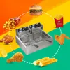Friggitrice elettrica a serbatoio singolo da 6 litri, friggitrice in acciaio inossidabile, padella commerciale, macchina per patatine fritte, ali di pollo fritte