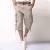 2019 New Mens Verão Army Cargo 3/4 Três Calças de Algodão Multi Bolsos Militares Tactical Camo Casual Homens Jogger Curto H1210