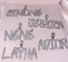Iced Out Hip Hop Cubique Zircon Baguette Lettres Initiales Pendentif Collier Mots Nom Avec 4mm CZ Tennis Chaîne Bijoux