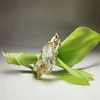 Högklassig banddesigner ringer 18K Solid Yellow Gold Plated Crystal Zircon Diamond Gemstone Ring Engagement Wedding Lovers Par Ring