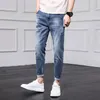Jeans dos homens da primavera e do verão Nine Points Simples Casual Homens Calças Pés Finos Calças Estilo Coreano 9 Estilos
