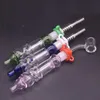 10pcs 유리 유리 오일 버너 Bong Hookahs Titanium 팁과 석영 뱅거 손톱 Dab Straw Oil Rigs가있는 수상관 마른 허브 왁스 연소 세트 워터 파이프 봉