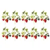 Couronnes de fleurs décoratives pagaie de mûrier fraise Po accessoires mariage 10 bâtons décoration pour la fête à la maison 4 petites fraises