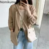 Nomikuma Cotton Linnen Blazer Dames 2021 Nieuwe Collectie Ropa Mujer Solid Color Single Button Lange Mouwen Jassen Casual All-Match X0721