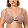 Bras Women's Front Closure Lace Bra Plus Size Underwire Unlined Full Coverage