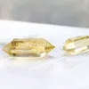 10Pcs Handmade Polished Citrine Quartz Double Terminated Point Carved Healing Reiki 6 Sided Natural Yellow Crystal Gemstone Prism Specimen